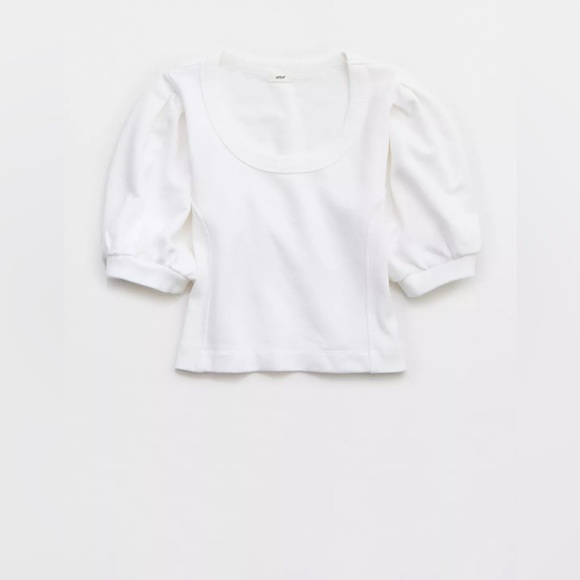 AERIE Ribbed Short Sleeve Sweatshirt - Picture 4 of 7